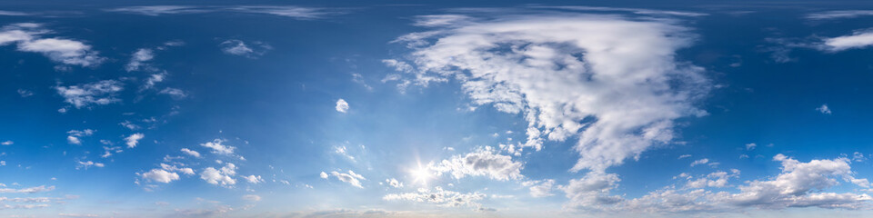 Wall Mural - blue sky with beautiful fluffy cumulus clouds. seamless hdri panorama 360 degrees angle view without