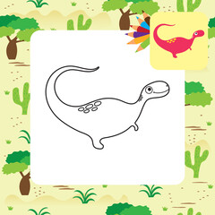 Canvas Print - Cute cartoon dino coloring page