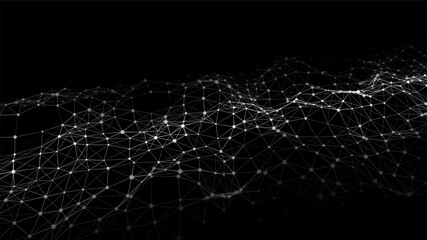 Aufkleber - Low poly shape with connecting dots and lines on dark background.Abstract polygonal space dark background with connecting dots and lines. Vector illustration. Big data visualization.