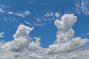 Wall Mural - blue sky fluffy clouds nature background ,realistic blue sky background