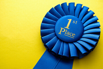 Wall Mural - first place winners rosette with blue ribbon