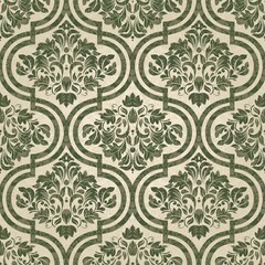 Wall Mural - Seamless damask wallpaper. Seamless vintage pattern in Victorian style . Hand drawn floral pattern. Vector illustration