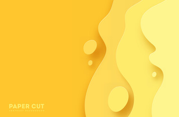 Wall Mural - yellow abstract paper carve background.paper art style of nature concept design.vector illustration