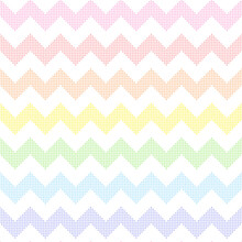 Rainbow Seamless Zigzag Pattern, Vector Illustration. Seamless Chevron Pattern With Pastel Colorful Lines From Dots. Kids Pastel Rainbow Geometric Background