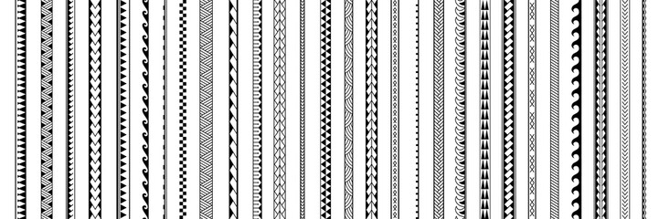 set of vector ethnic seamless pattern. ornament bracelet in maori tattoo style. geometric border afr