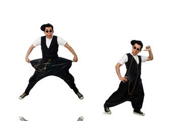 Sticker - Funny young man dancing isolated on white