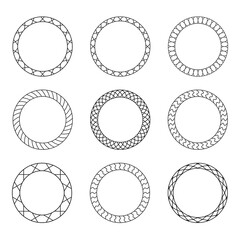 Wall Mural - set of black vintage circular frames with ornament. a set of abstract black symbols. collection of r