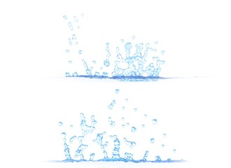 Wall Mural - 3D illustration of two side views of nice water splash - mockup isolated on white, creative still
