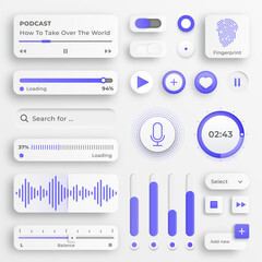 Wall Mural - user interface elements. sliders for websites, mobile menu, navigation and apps. white web buttons a