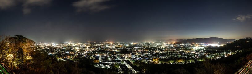 Wall Mural - Landscape at Khao Rang  Hill Park Viewpoint of Phuket city in night, Phuket province, Thailand