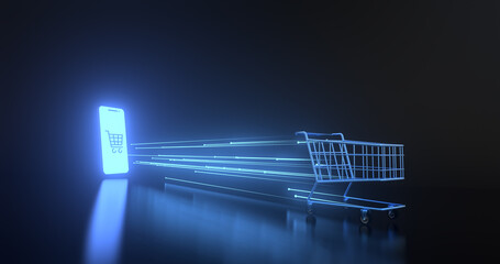 Wall Mural - Shopping online on website or mobile application.
