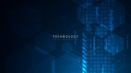 Wall Mural - futuristic hexagon blue abstract technology background;speed internet technology copy space backgrou