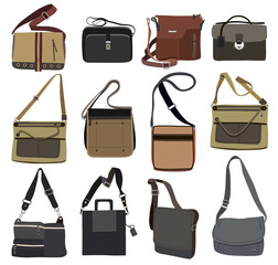 Wall Mural - Collection of fashion men's bags (vector illustration)