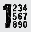Black bold scotch tape alphabet - numbers. Vector font