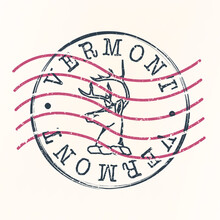 Vermont Stamp Postal. Silhouette Seal. Passport Round Design. Vector Icon. Design Retro Travel. National Symbol.
