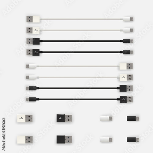 Cuadros en Lienzo Realistic 3D USB micro cables and connectors