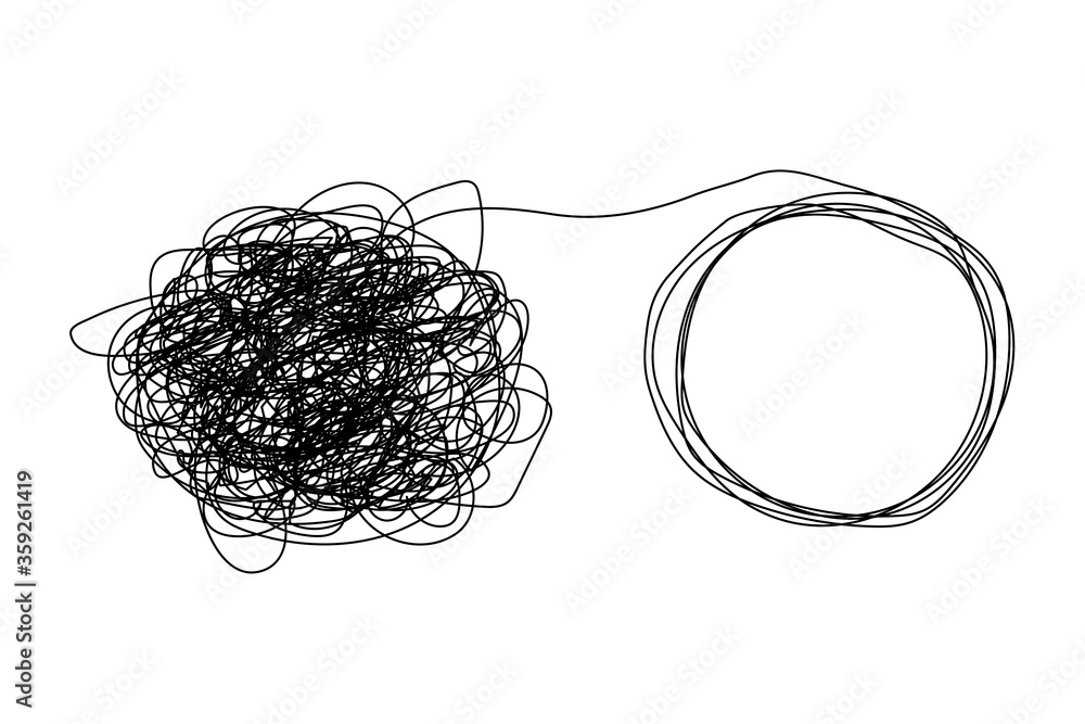 Icon Tangled Process psychotherapy tangle conceptlogo icon vector. abstract sketch untangle ...