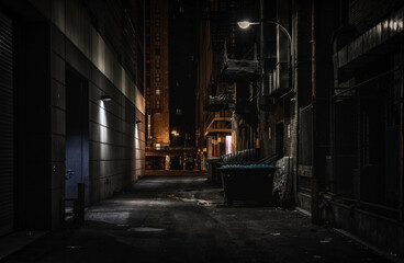 abandoned dark alley at night