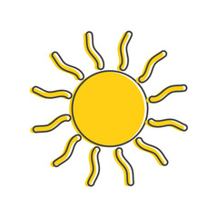 Wall Mural - Vector icon sun cartoon style on white isolated background.