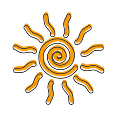 Wall Mural - Vector icon sun cartoon style on white isolated background.
