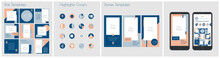 Modern Editable Blue Template For Social Networks Stories And Posts, Vector Illustration. Design Backgrounds For Social Media.

