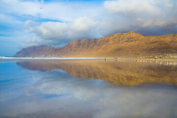 Wall Mural - Beautiful view of Famara Beach (Playa de Famara) - Lanzarote, Canary Islands, Spain