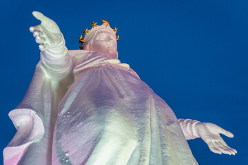 Poster - Illuminated statue in famous Shrine of Our Lady of Lebanon in Harissa village, Lebanon