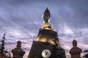 Poster - Virgin Mary statue in famous Shrine of Our Lady of Lebanon in Harissa village, Lebanon