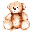 Watercolor cartoon lovely Teddy Bear toy Saint Valentine's day illustration vector art isolated