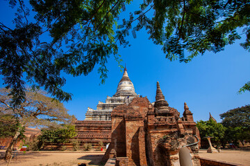 Bagan, Myanmar ancient Shwesandaw Pagoda in the daytime.