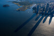 Aerial view of statue of liberty and Ellis Island, Jersey City, New Jersey  