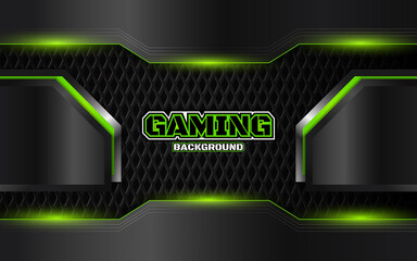 Wall Mural - Abstract futuristic black and green gaming background with modern esport shapes. Vector design template technology concept can use element game banner, sport poster, cyber wallpaper, web, advertising