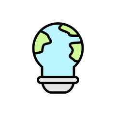 Sticker - Earth, light bulb icon. Simple color with outline vector elements of mother earth day icons for ui and ux, website or mobile application