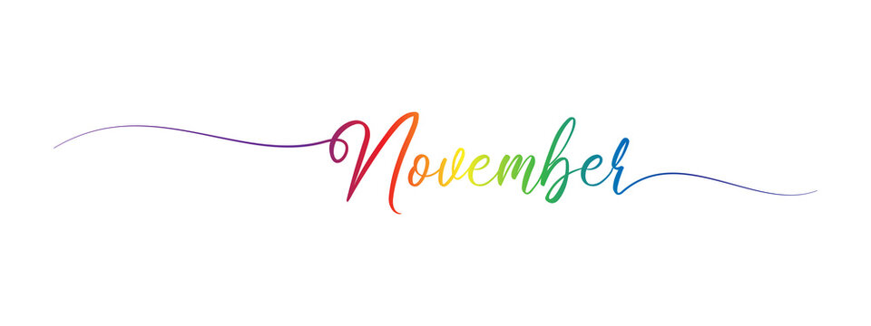 november letter calligraphy banner colorful gradient