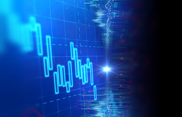 Poster - stock market investment graph on financial numbers abstract background.3d illustration