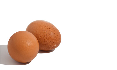 fresh chicken eggs on isolated white background