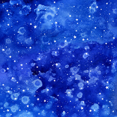 Wall Mural - vector space illustration with constellations and stars. hand drawn blue watercolor background