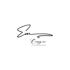 Wall Mural - EM initials signature logo. Handwriting logo vector templates. Hand drawn Calligraphy lettering Vector illustration.