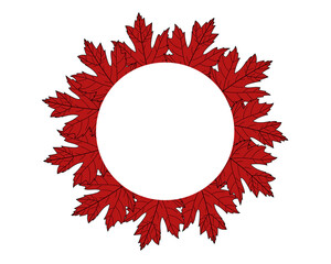 wreath frame autumn maple leaves on a white background vector illustration