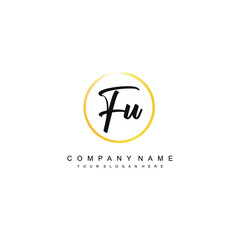 FU initials signature logo. Handwriting logo vector templates. Hand drawn Calligraphy lettering Vector illustration.