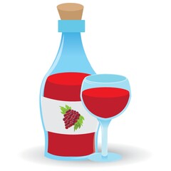 Sticker - wine bottle with glass