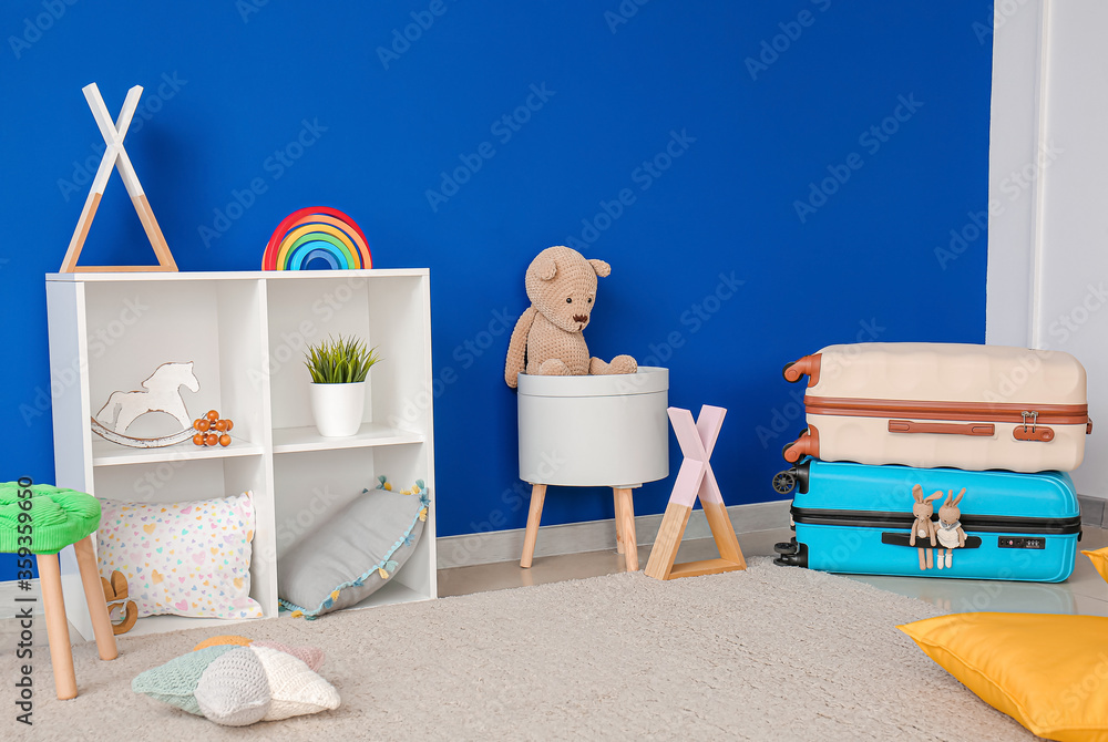 Stylish interior of modern playroom in kindergarten