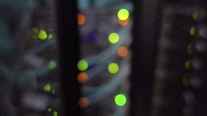 Wall Mural - blurred data center blink light. motion camera