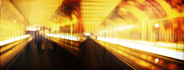 blur movement of light in underground or subway transport abstract city background