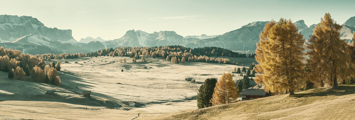 Wall Mural - landscape with sunny day in dolomites mountans