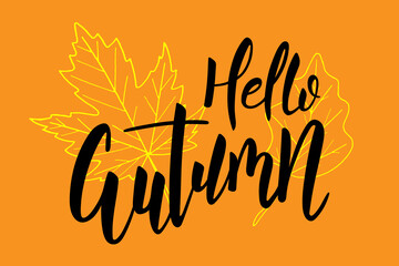 Wall Mural - Hello autumn brush hand lettering text isolated