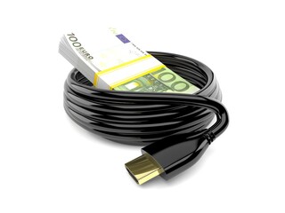 Sticker - Euro currency with hd cable