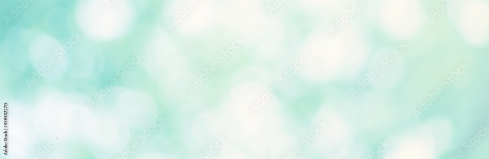 Abstract blur focus green Bokeh leaf spring nature light eco Blue foliage background concept for cool summer texture, bio spring calm day, organic health in turquoise wallpaper, blurred park leaf. - obrazy, fototapety, plakaty 