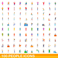 Wall Mural - 100 people icons set. Cartoon illustration of 100 people icons vector set isolated on white background