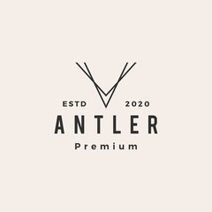 Wall Mural - antler v letter hipster vintage logo vector icon illustration